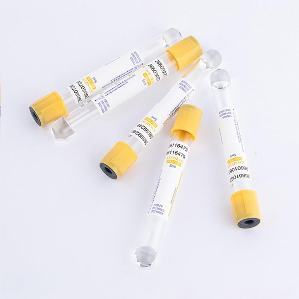 Probówki do pobierania krwi, Żel do oddzielania koagulantów Probówka próżniowa na próbki krwi Plastikowa żółta nasadka 100 szt. 3 ml 5 ml 10 ml | 5ML