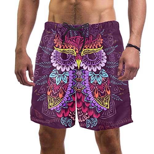 Shorts de plage homme à motif chouette pour les vacances d'été