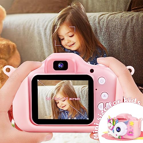PROGRACE Kids Camera for Girls - Toddler Dual Camera Toys Portable HD Kids Camera Birthday Christmas New Year Unicorn Gifts for Girls Age 3 4 5 6 7 8-32G SD Card,Pink - Image 6