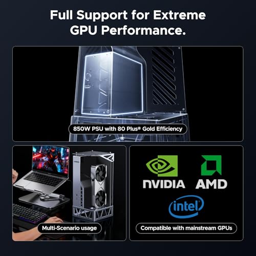 Image of UGREEN NAS DXP480T Plus 4 Bay All-Flash SSD NAS (Diskless) Bundle with UGREEN LinkStation eGPU Dock with 850W Power Supply, Compatible with GPUs Like NVIDIA /AMD /Intel for Laptops /Handhelds /Mini PCs.