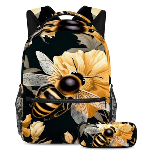 Sac à dos abeilles et insectes grand format idéal pour les cours et les voyages