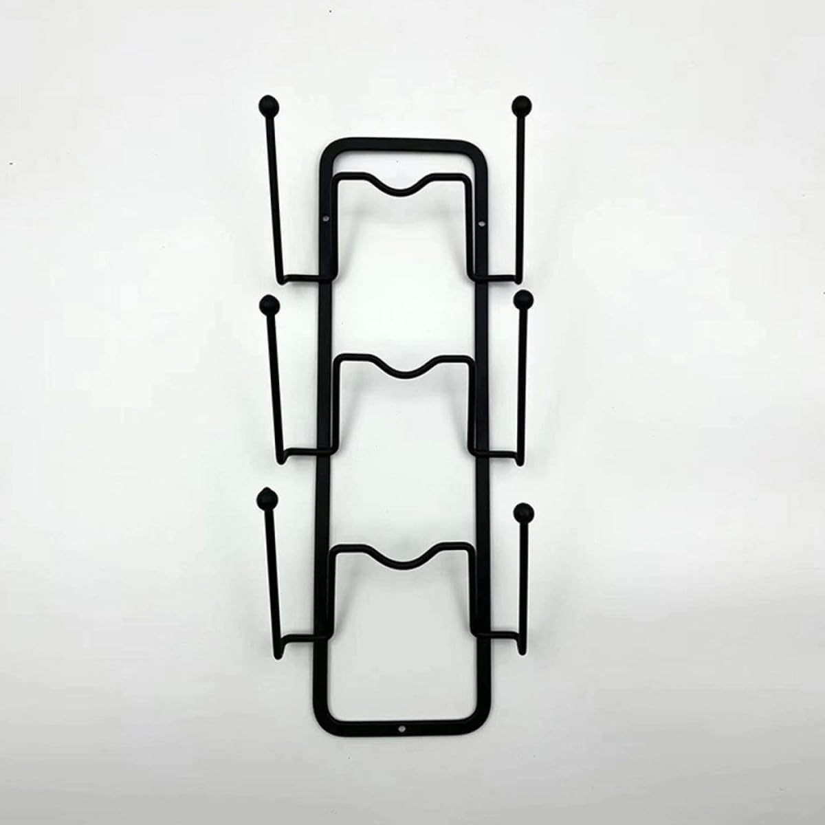Pan Lid Organizer Rack Wall-mounted 3-tier Pot Lid Holder Set 2pcs, Punch-free No Drilling Kitchen Storage Rack for Cabinet Door, Black Sturdy Household Pan Cover Stand