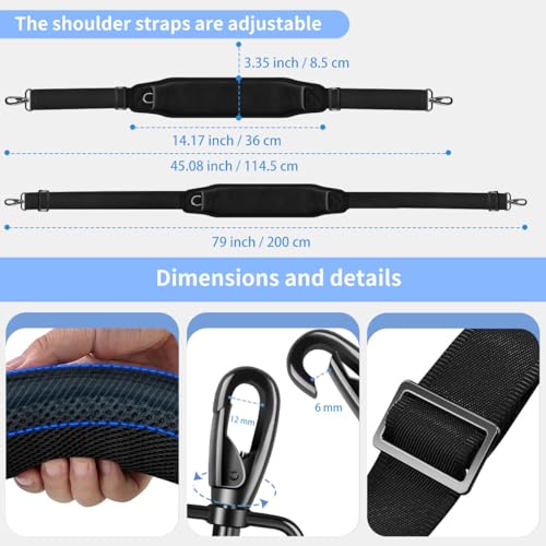 Image of ZINMARK Shoulder Strap 79 inch with Cushion and Double Adjustable Buckles and Metal Hooks for Briefcase Bag, Luggage Bag and More