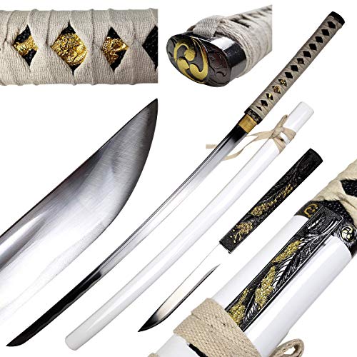 Musha Hand Forged Zetsurin 1045 Carbon Steel Katana, Samurai Sword. for Collection, Gift, Straw Mat Cutting Practice