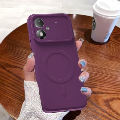 Image of Outlouders Back Cover for Poco M8 Power 5G | Soft Matte Silicone | Slim Fit | Magnetic-Safe Logo Design (Magnetic-Safe Not Compatible) | Shockproof | Camera Protection Bumper Case (Purple)