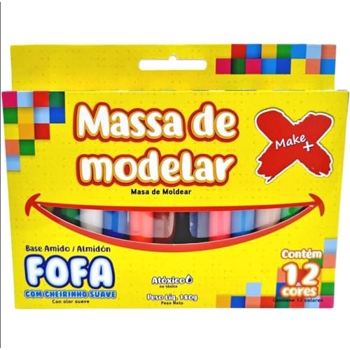 Massinha de Modelar, Fofa, 12 Cores, 180 g, Make+ Massinha de Modelar, Fofa, 12 Cores, 180 g, Make+