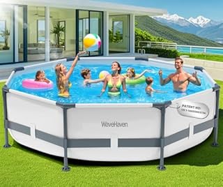 WaveHaven Above Ground Pool,10ft x 30in Frame Deep Swimming Pool, Round Family Pool, Large Above Ground Pool Easy Set,1200 Gallon Circle Pool, Outdoor Backyard Pool for Kids,Adults
