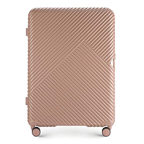 Stevige reiskoffer grote koffer Trolley van WITTCHEN materiaal polycarbonaat 8 zwenkwielen Cijferslot 4,3 kg Roze