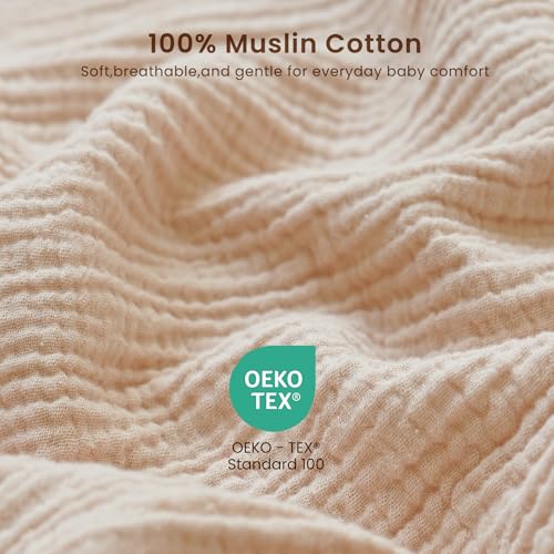 image for Konssy Muslin Changing Pad with Waterproof Lining Foam, Includes 2 Pac