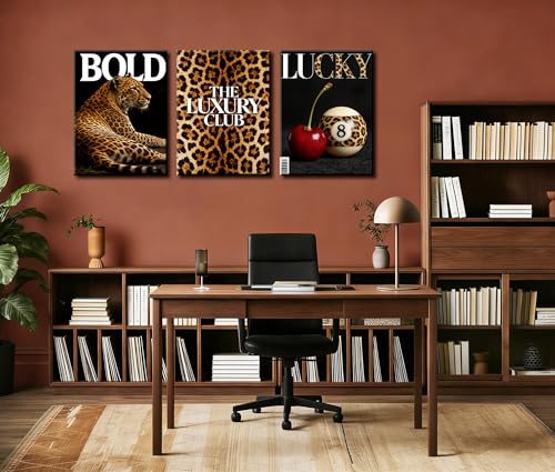 Image of Frimeeme Framed Trendy Leopard Canvas Wall Art, 12x16 inch, Set of 3