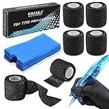 TONBAO タトゥーペンカバー タトゥーグリップテープ付き - 200個のタトゥーペンカバーと4個のタトゥーグリップテープ弾性包帯 ブラック タトゥーグリップカバー タトゥーペンスリーブ コンビネーションタトゥー用品