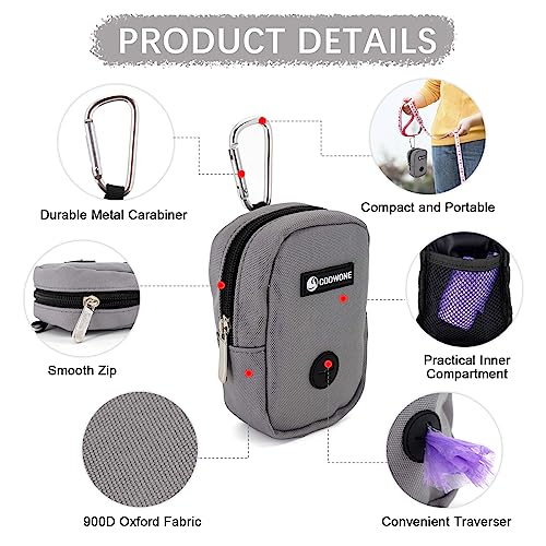 COOWONE Kleine Leckerli-Tasche mit Kotbeutel-Spender für Leine, tragbare Gehbeutel, Kotbeutelhalter, freihändige Hunde-Leckerli-Tasche (Grey)