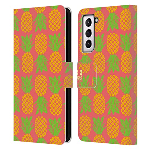 Housse Cuir Samsung Galaxy S21 FE 5G avec Rangements Cartes Motif Ananas
