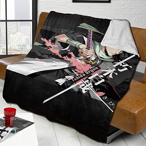 Fluffy Blanket Bleach Kuchiki Byakuya Bed Blankets Super Soft Reversible Sherpa Fleece Blanket Throws 50" X40 #TOP1