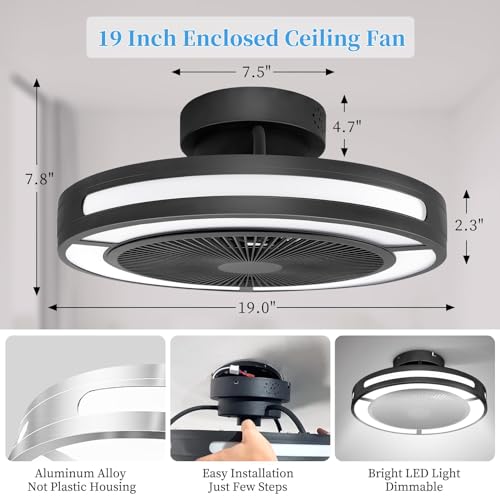 Ohniyou-Enclosed-Ceiling-Fan-With-Lights19-Bladeless-Ceiling-Fan-With-Lights-and-RemoteLow-Profile-Ceiling-Fan-With-Dimmable-Led-Night-Light-Flush-mount-Ceiling-Fan-For-BedroomLiving-Room