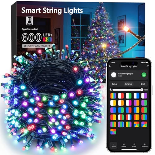 Brizled Smart Christmas Lights, 196ft 600 LED Smart WiFi Color Changing String Lights App Controlled, RGB Christmas Tree Lights Work with Alexa & Google Home for Halloween Indoor Outdoor Decor