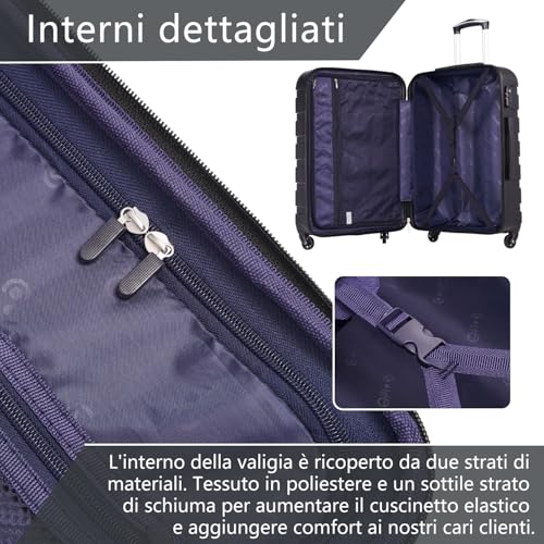 COOLIFE Valigie Valigia media rigida Valigia Trolley rigido ultraleggero e capiente,Chiusura a combinazione laterale con TSA, 4 ruote per facilitare il trasporto (Mela Verde, 67cm)