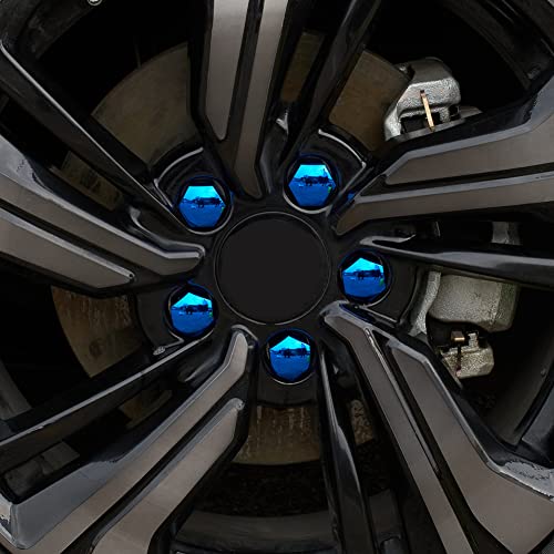 Image of Blueshyhall 21mm Wheel Lug Nut Cover Bolt Caps Anti-Rust Car Tire Nut Cover with Removal Tool (Pack of 20) - Chrome Blue