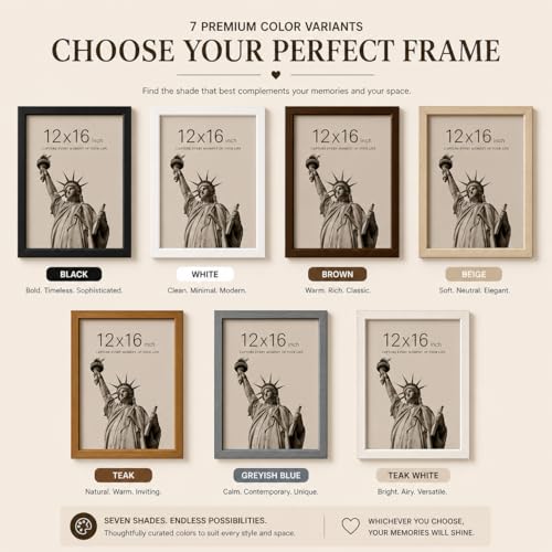 Image of AbhiKalpya Art Studio A3 Photo Frame 12x16 inch Premium Beige Frame with Brown Border with Acrylic Front Wall Hanging Frame for Artwork, Posters, Paintings & Photos (Set of 3)