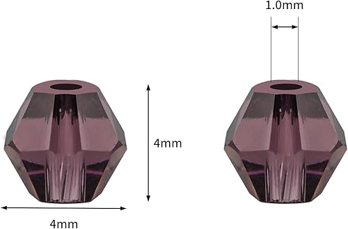 Miniatura 2 de Cuentas de vidrio violeta bicono de 0.157 in para la fabricación de joyas 1700 piezas de cuentas espaciadoras de cristal facetado surtidos