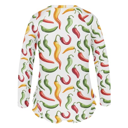 Pepper Vegetable Girls Long Sleeve Rashguard Swimsuit UV Protection One-Piece Swimwear Bathing Suit B04048233