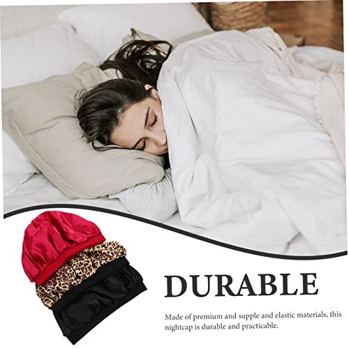 Bonnets de nuit élastiques en satin fin imprimé léopard - 2