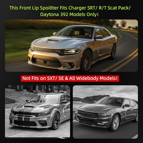Front Bumper Lip Splitter Spoiler Compatible with Dodge Charger SRT Hellcat/RT Scat Pack/Daytona/RT 392 2015-2023 Accessories Air Chin Body Kit (Gloss Black) - Image 5