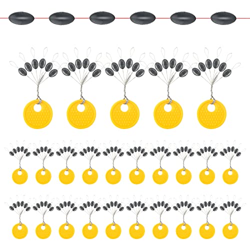Realure 150/300 STK Gummistopper Angeln 6 in 1 Gummiperlen Angeln Kleine Schnurstopper Angeln Forellen Stopper Angeln für 0,1–0,43mm Linie Stopper Angeln und Sinker Stops Oval (150pcs, L)
