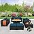 Patio Furniture Set 45-Inch Outdoor Fire Pits 7 PCS Outdoor Furniture Sets Patio Couch Outdoor Chairs 60000BTU Outdoor Propane Fire Pit Table No-Slip Cushions and Waterproof Covers, Peacock Blue