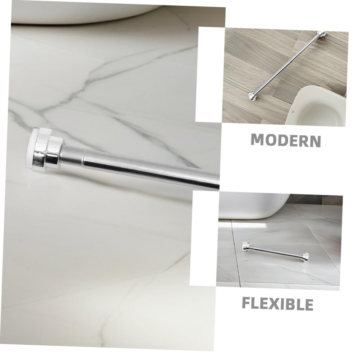 UKCOCO 2piezas Barra de Cortina Telescópica de Acero Inoxidable Extensible para Baño o Armario Incluye Unidades Fácil Instalación sin Taladrar para Cortinas de Ducha o Ventanas