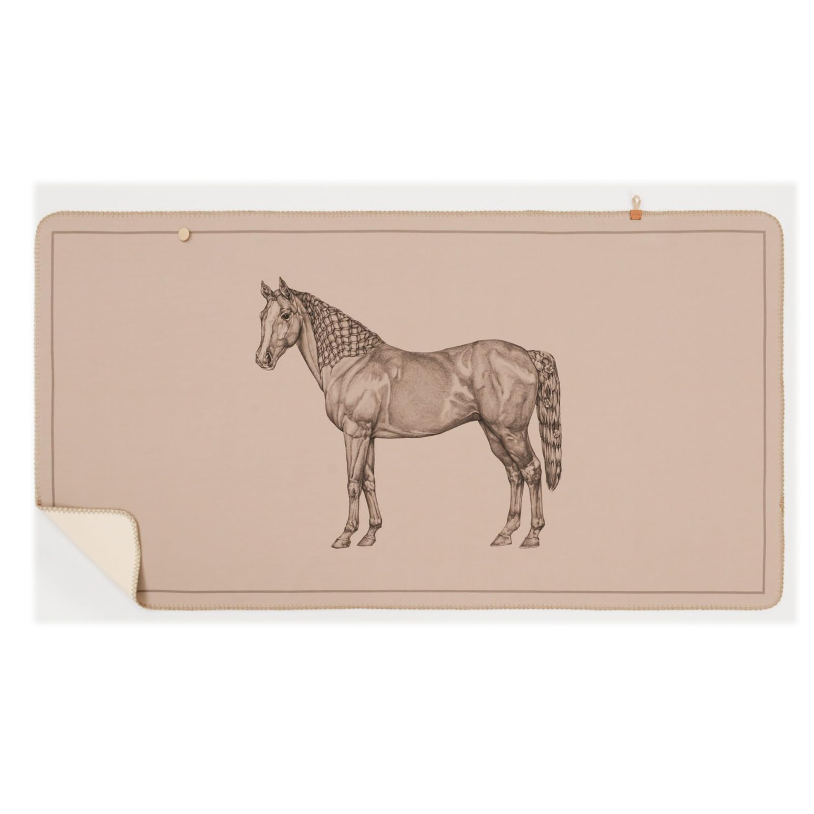 Croker HorseWraps Shawl Throw Blanket - Horse Pattern Wool Cashmere Blanket with Buckle for Living Room Leisure Travel