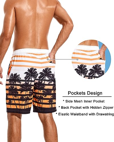 SILKWORLD Mens Swim Trunks with Compression Liner 9" Beach Board Shorts Men 2 in 1 Quick Dry Bathing Suit with Pockets3
