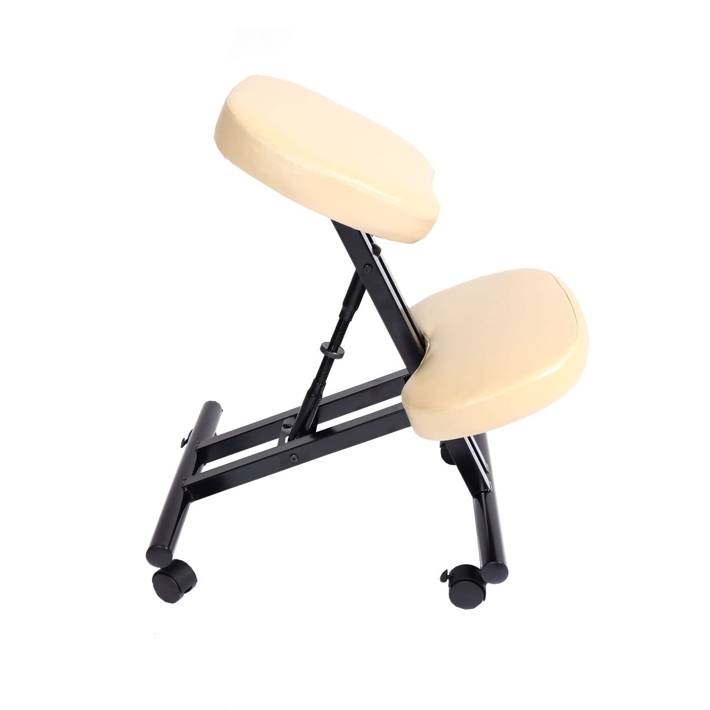 Mendler Asiento de Rodillas HWC-E10 Reposapiés-Rodillas, Imitación piel, metal, crema-nieve