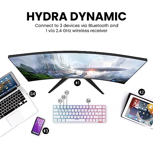 Image of Portronics Hydra 10 Mechanical Wireless Gaming Keyboard with Bluetooth 5.0 + 2.4 GHz, RGB Lights 16.8 Million Colors, Type C Charging, Compatible with PCs, Smartphones and Tablets(Brown)