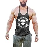 InleaderStyle Men's Cotton Gym NoPainNoGain Tank Tops-black-L