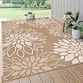 HEBE Waterproof Outdoor Rug 5x8 for Patios, Floral Reversible Plastic Straw Rug Patio Mat, Indoor Outdoor Carpet RV Mat Camping Rug for Deck, Camper, Porch, Balcony, Backyard, Picnic