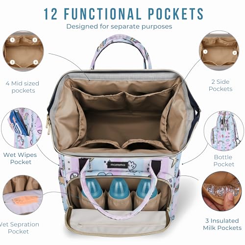 Image of MAMMA Diaper Bag for Mothers for Travel, Baby Bag for Mother Travel, Hospital Bag for Delivery Women, Baby Diaper Bag for Mom, 12 Pockets Diaper Bags for Mothers with 9 Months Warranty