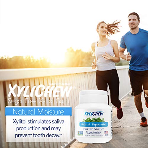 Xylichew 100% Xylitol Chewing Gum - Non Gmo, Non Aspartame, Gluten Free, And Sugar Free Gum - Natural Oral Care, Relieves Bad Breath And Dry Mouth - Peppermint, 60 Count #TOP4