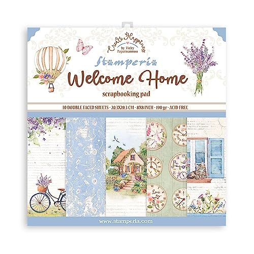 Stamperia Mini Scrapbooking Pad-Create Happiness-Welcome Home, 0, 30.5 x 30.5 cm