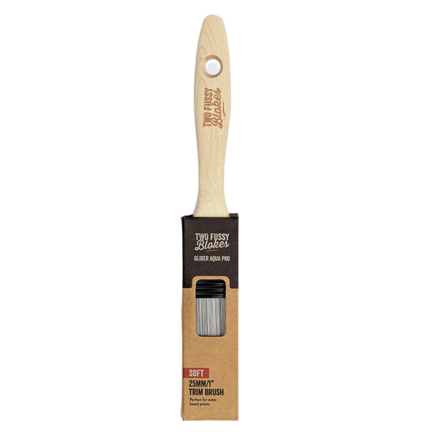Two Fussy Blokes Glider Aqua Pro Soft Paint Brush – Professional Synthetic Filament Brush for Water-Based Paints, Ultra Smooth Finish for Doors, Skirting Boards, Furniture & Cabinets (25mm / 1")