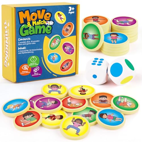 Quilinz Move and Match Game Happy Move Board Game and Dice Game Exercise Body and Balance Coordination Social and Motor Skills for Kids Daily Exercise for Family & Group Fun Indoor and Outdoor