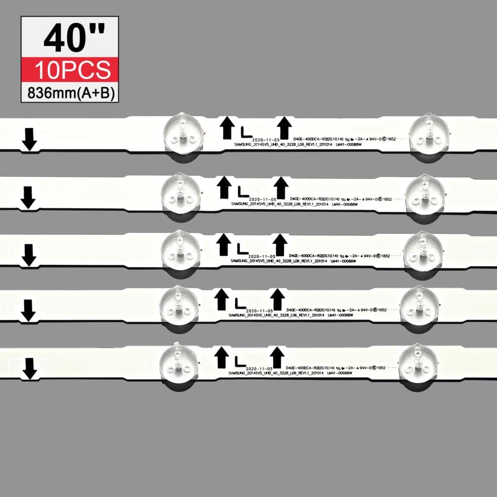1 Juego = 10 Uds Tira de LED for iluminación Trasera for Samsung UE40H6200 D4GE-400DCA-R2 R1 400DCB-R2 R1 BN96-30450A 30449A BN96-38890A 38889A 30417A