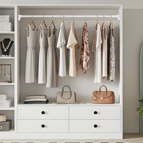 Image of White Closet Rods For Hanging Clothes,41-126 In heavy duty tension rod