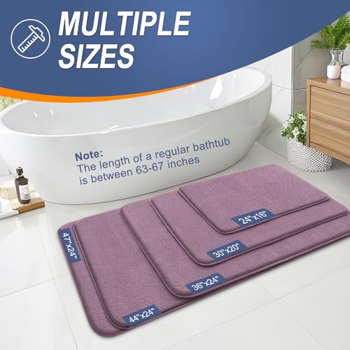 Image of OLANLY Thick Memory Foam Bathroom Runner Rugs 70x24, Extra Soft Absorbent Long Bath Rug, Quick Dry, Non-Slip, Machine Washable Bath Mats for Bathroom, Tub and Shower, Home Decor Accessories, Deep Plum