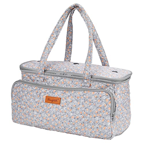 Image of Yarn Bag-Yarn Storage Organizer with Grommets-Portable Crochet Bag for Yarn Skeins-Crochet Hooks-Knitting Needles -Other Accessories (Tulip-Orange)