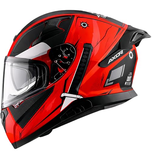 Image of Axor Apex Marvel Deadpool ISI ECE DOT Certified Full Face Dual Visor Helmet for Men and Women Dull Red Black-L