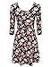 TAM WARE Women Elegant Floral Print 3/4 Sleeve Scoop Neck Flare Dress TWCWD100-BLACK-US S