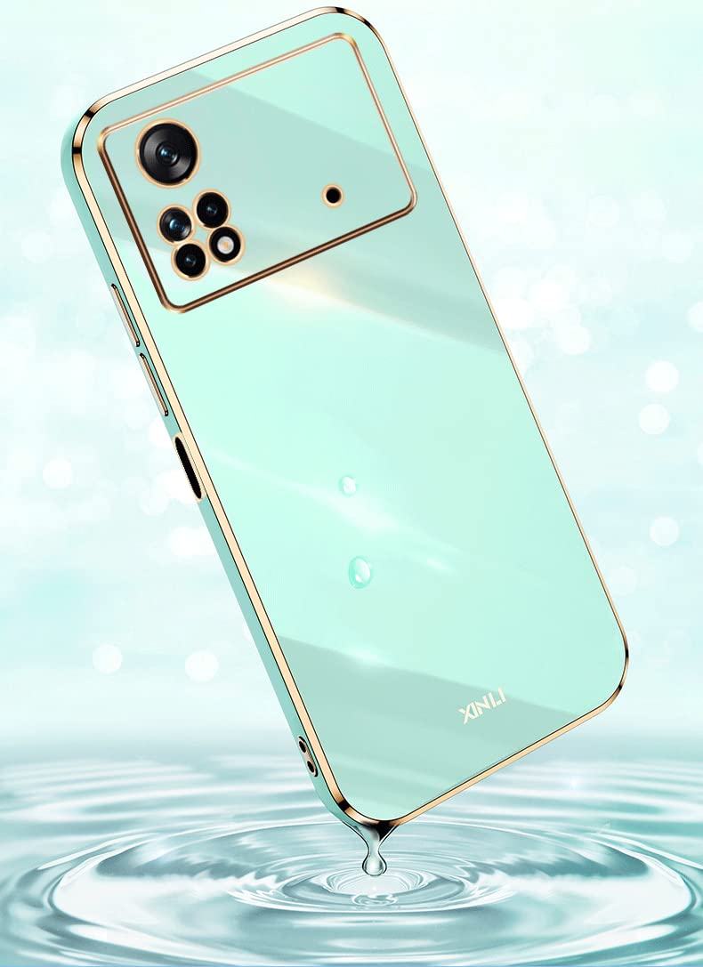 Cover WEIOU Per Xiaomi Poco X4 Pro 5G: Custodia Morbida TPU Con Bordo Dorato, Antiurto Verde - 5