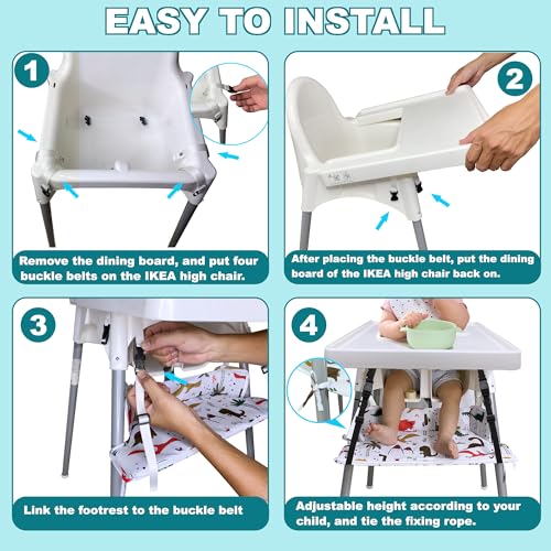 Image of Highchair Footrest for IKEA Antilop, Height Adjustable High Chair Foot Rest, Nylon Cushion Highchair Footrest with PP Board, Suitable Footstool with Rounded Corners