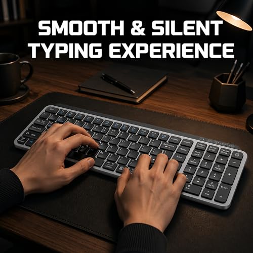 Image of Ant Master 60 Wireless Keyboard, Bluetooth 3.0 & 2.4GHz Connectivity, Silent Scissor Switch Typing Keys, Rechargeable Battery, Multi Device Support Windows Mac Android iOS, Compact Keyboard Black Grey